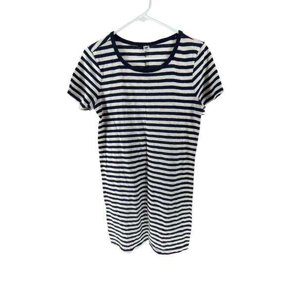 Old Navy Blue White Striped Short Sleeve Mini T-Shirt Dress Women's Size Medium - Picture 2 of 6
